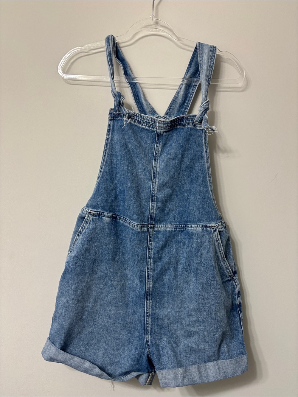 aerie Kids Denim Overall Shorts - Medium Blue